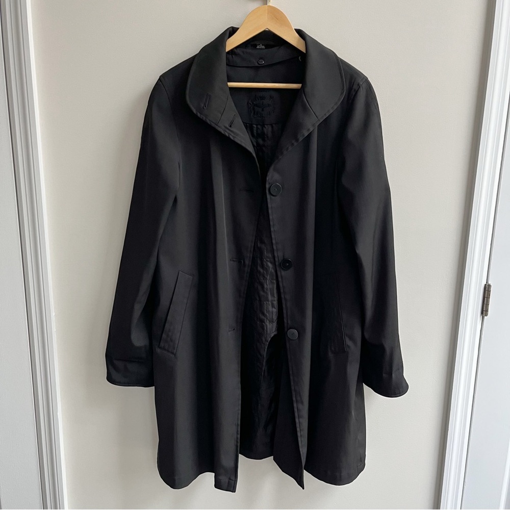 Ensign Oversized Rain Trench Coat w/ Removable Quilted Lining Black S/M